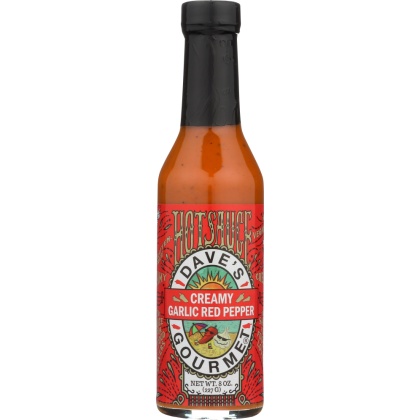 DAVES GOURMET: Creamy Garlic Red Pepper Hot Sauce, 8 oz