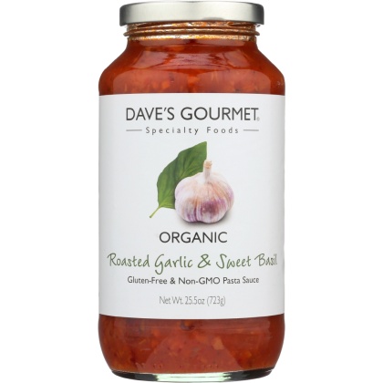 DAVE\'S GOURMET: Organic Roasted Garlic and Sweet Basil Pasta Sauce, 25.5 Oz