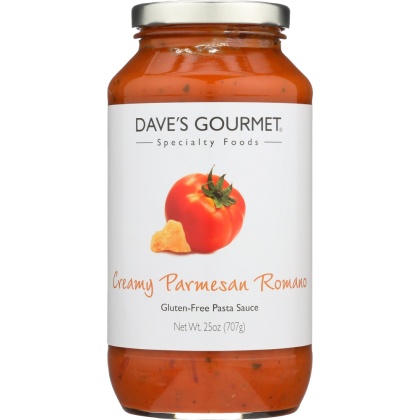 DAVES GOURMET: Creamy Parmesan Romano Pasta Sauce, 25 oz