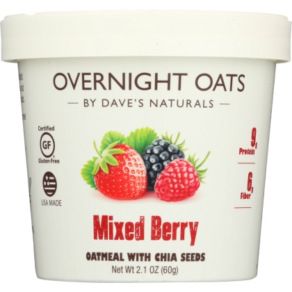 DAVES GOURMET: Oats Overnight Mixed Berry, 2.1 oz