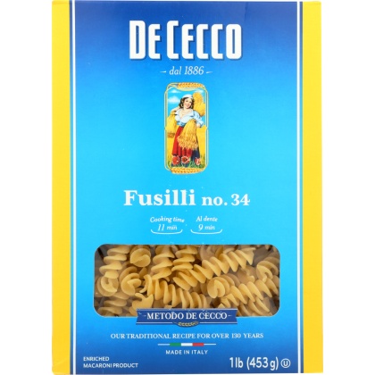 DE CECCO: Fusilli Pasta No. 34 Pasta, 16 oz