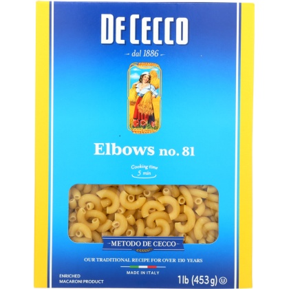 DE CECCO: Pasta Elbows, 16 oz