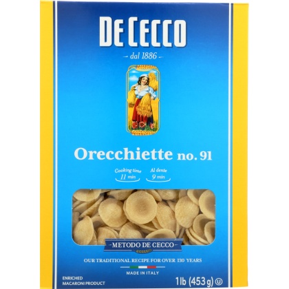 DE CECCO: Pasta Orecchiette, 16 oz