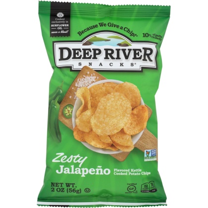 DEEP RIVER: Kettle Cooked Potato Chips Zesty Jalapeno, 2 oz