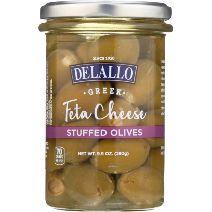 DELALLO: Feta Stuffed Green Greek Olives, 9.9 oz