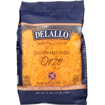 DELALLO: Gluten Free Corn & Rice Pasta Orzo No. 65, 12 oz