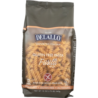 DELALLO: Gluten-Free Pasta Whole Grain Rice Fusilli, 12 oz