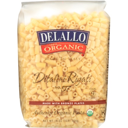 DELALLO: Organic Ditalini Rigati No. 57 Pasta, 16 oz