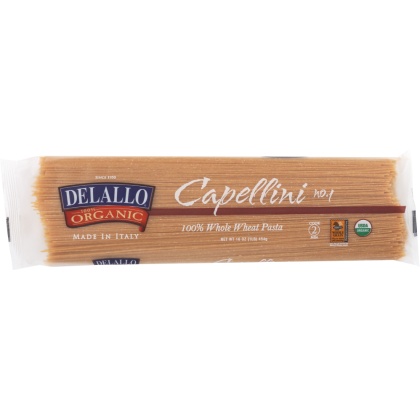 DELALLO: Organic Pasta Capellini Whole Wheat No.1, 16 oz