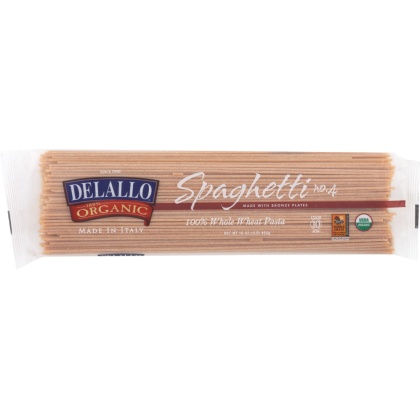 DELALLO: Organic Spaghetti Pasta Whole Wheat No.4, 16 oz