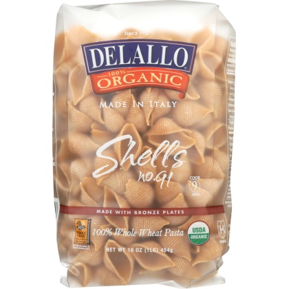 DELALLO: Pasta Whole Wheat Shell, 16 oz