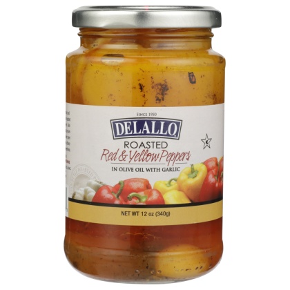 DELALLO: Roasted Yellow & Red Peppers with Garlic, 12 oz