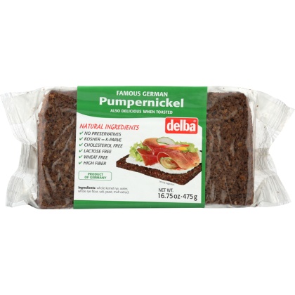 DELBA: German Pumpernickel Bread, 16.75 oz