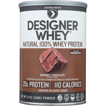 DESIGNER PROTEIN WHEY: Gourmet Chocolate Protein Powder, 12 oz