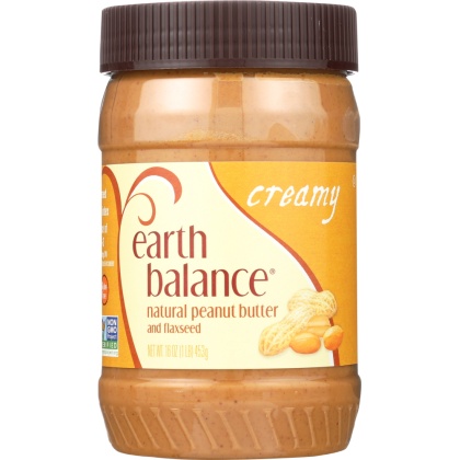 EARTH BALANCE: Natural Peanut Butter & Flaxseed Creamy, 16 Oz