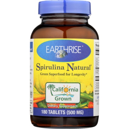 EARTHRISE: Spirulina Natural Green Super Food For Longevity 500 mg., 180 Tablets