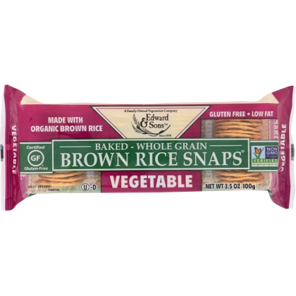 EDWARD & SONS: Baked Brown Rice Snaps Vegetable, 3.5 oz