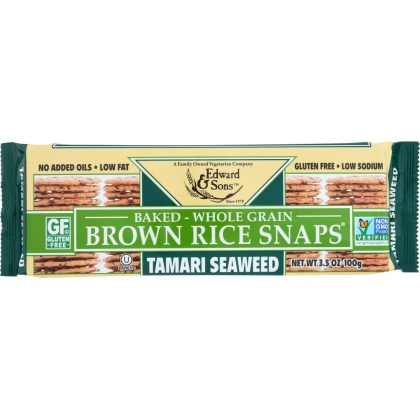 EDWARD & SONS: Brown Rice Snaps Tamari Seaweed, 3.5 oz