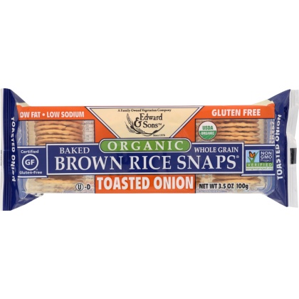 EDWARD & SONS: Organic Baked Brown Rice Snaps Toasted Onion, 3.5 oz