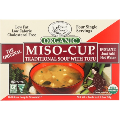 EDWARD & SONS: Organic Gluten Free Miso-Cup Natural / Instant 4 Pack, 1.3 oz