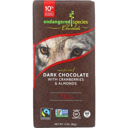 ENDANGERED SPECIES: Dark Chocolate Bar with Cranberries & Almonds, 3 oz