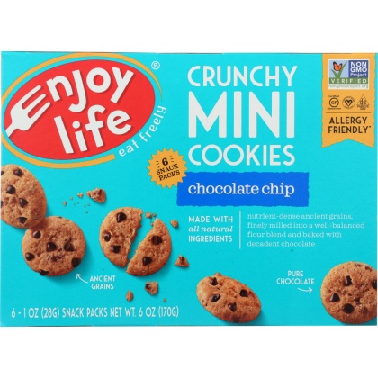 ENJOY LIFE: Crunchy Chocolate Chip Mini Cookies, 6 oz