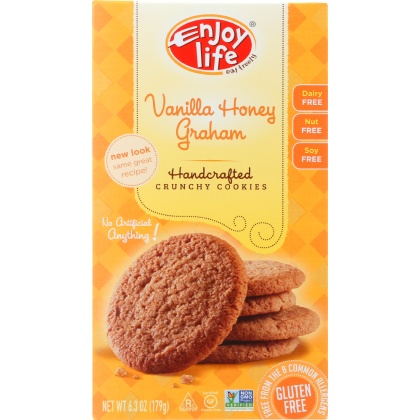 ENJOY LIFE: Handcrafted Crunchy Cookies Vanilla Honey Graham, 6.3 oz