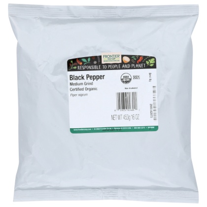 FRONTIER: Organic Medium Grind Black Pepper, 16 oz