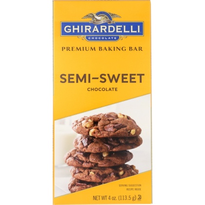 GHIRARDELLI: Premium Baking Bar Semi-Sweet Chocolate, 4 oz