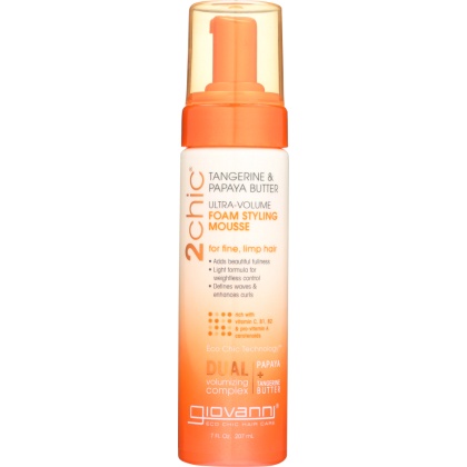 GIOVANNI COSMETICS: Ultra Volume Tangerine and Papaya Butter Foam Styling Mousse, 7 oz