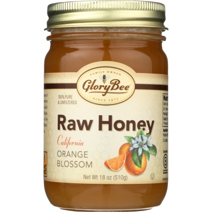 GLORY BEE: Raw Orange Blossom Honey Jar, 18oz