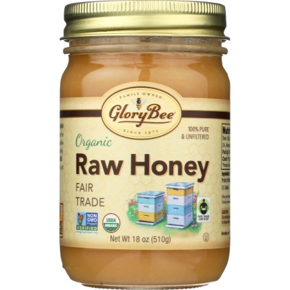 GLORY BEE: Raw Organic Fair Trade Honey, 18oz