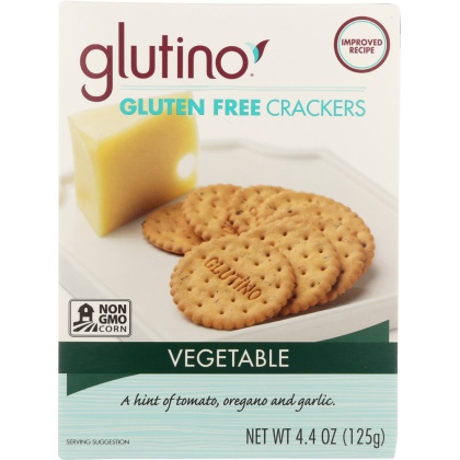 GLUTINO: Gluten Free Crackers Vegetable, 4.4 oz