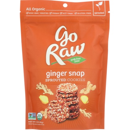 GO RAW:  Organic Sprouted Cookies Ginger Snap, 3 oz