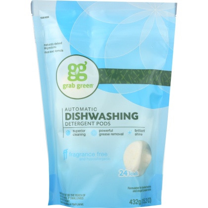 GRAB GREEN: Automatic Dishwashing Detergent Fragrance Free, 15.2 oz