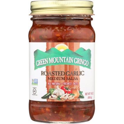 GREEN MOUNTAIN GRINGO: Roasted Garlic Medium Salsa, 16 oz