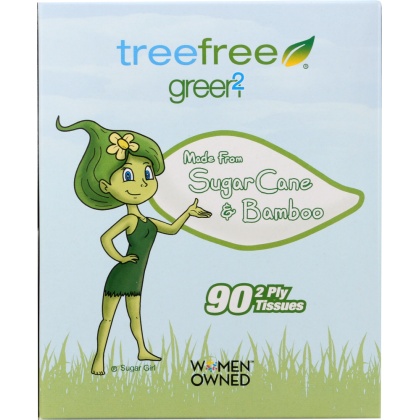 GREEN2: Tree Free Sugar Cane & Bamboo 2 Ply Tissues, 90 pc