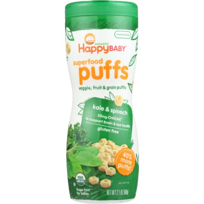 HAPPY BABY: Organic Puffs Kale & Spinach, 2.1 oz