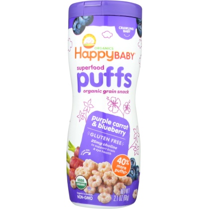 HAPPY BABY: Puff Blueberry Purple Carrot Organic, 2.1 oz