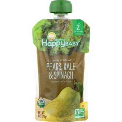 HAPPY BABY: Stage 2 Pear Kale Spinach Organic, 4 oz