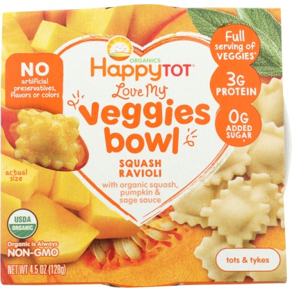 HAPPY BABY: Veggies Bowl Ravioli Squash, 4.5 oz