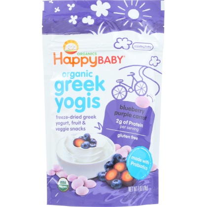 HAPPY BABY: Yogis Blueberry Purple Carrot Greek Yogis 1 oz