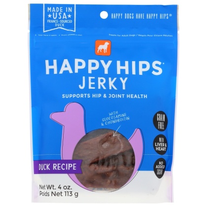 HAPPY HIPS: Dog Treat Ducky Jerky, 4 oz