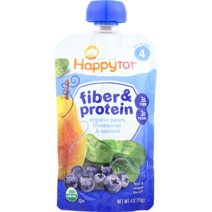 HAPPY TOT: Fiber & Protein Pears, Blueberries & Spinach 4 oz