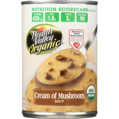 HEALTH VALLEY ORGANIC: Cream of Mushroom Soup, 14.5 Oz