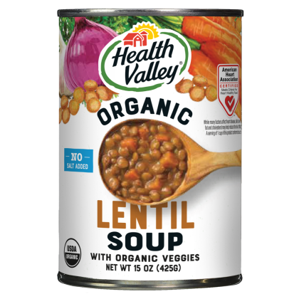 HEALTH VALLEY: No Salt Organic Lentil soup, 15 oz