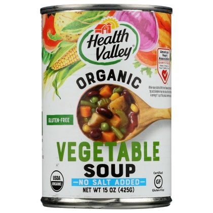 HEALTH VALLEY: Organic Vegetable Soup No Salt Added, 15 oz