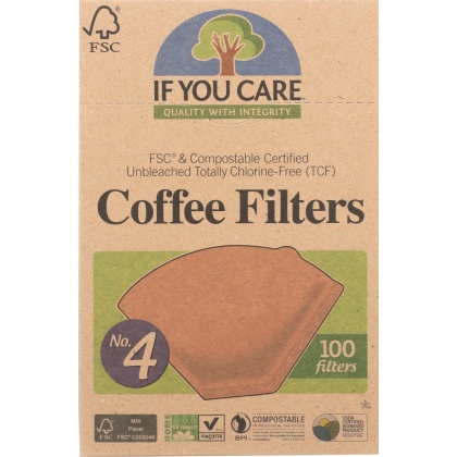 IF YOU CARE: Coffee Filters No. 4 Size, 100 Filters