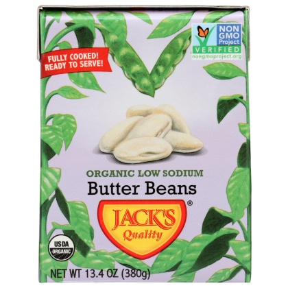 JACKS QUALITY: Organic Low Sodium Butter Beans, 13.4 oz