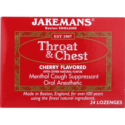 JAKEMANS: Lozenge Throat and Chest Cherry Menthol, 24 pc